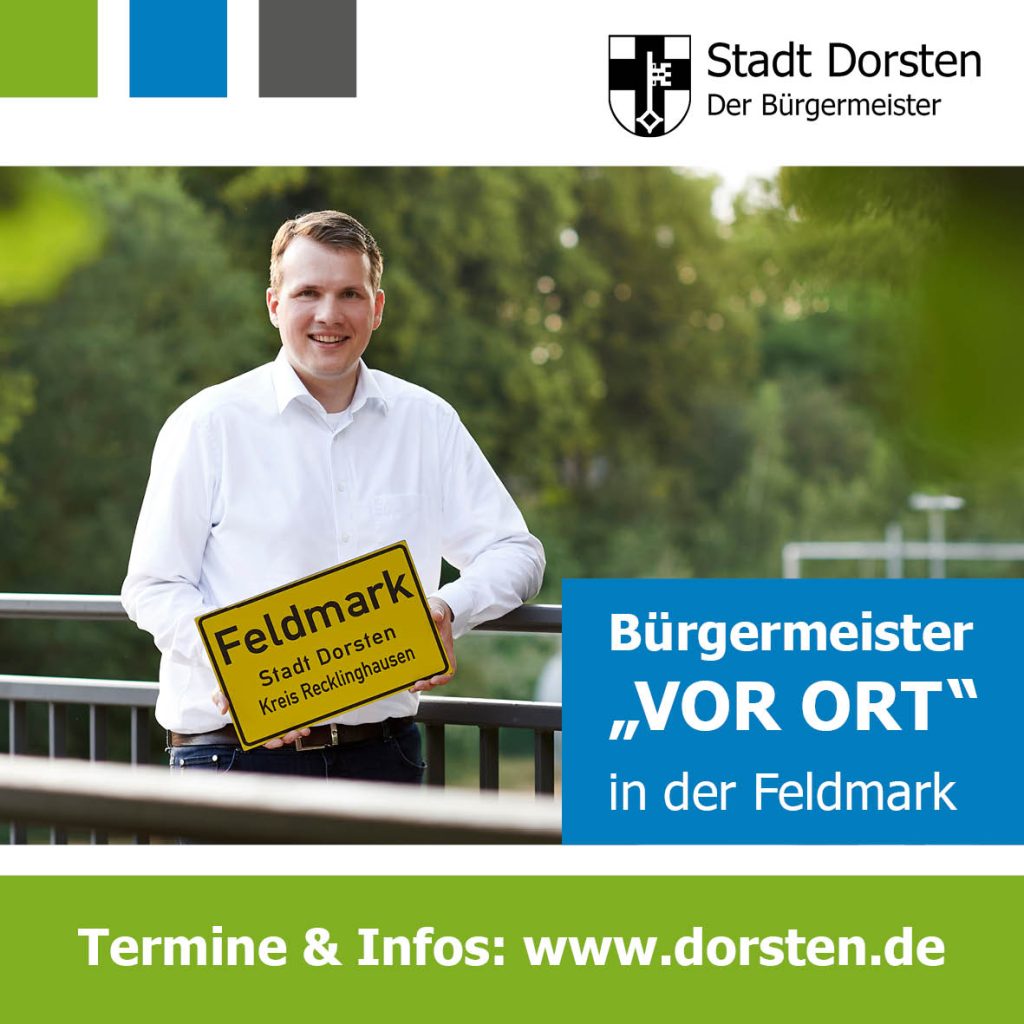 Bürgermeister Tobias Stockhoff bietet am 26. September eine weitere Sprechstunde für Bürgerinnen und Bürger an – diesmal für den Stadtteil Feldmark bei Fahrrad Schmitz an der Barbarastraße.